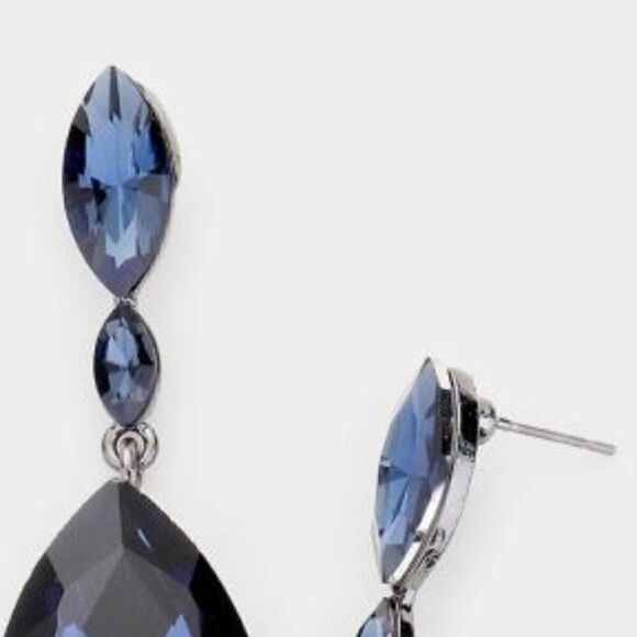 Miro Blue Double Crystal Teardrop Earrings - Picture 2 of 3